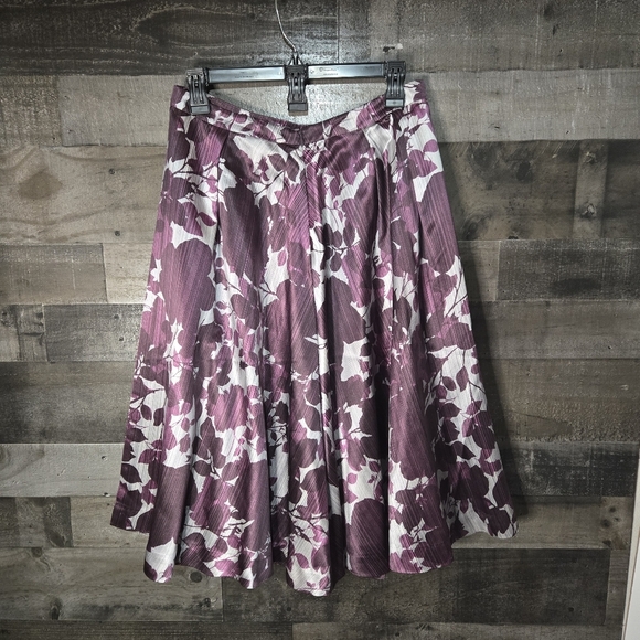 Silk Purple Floral Midi circle skirt - Picture 2 of 7